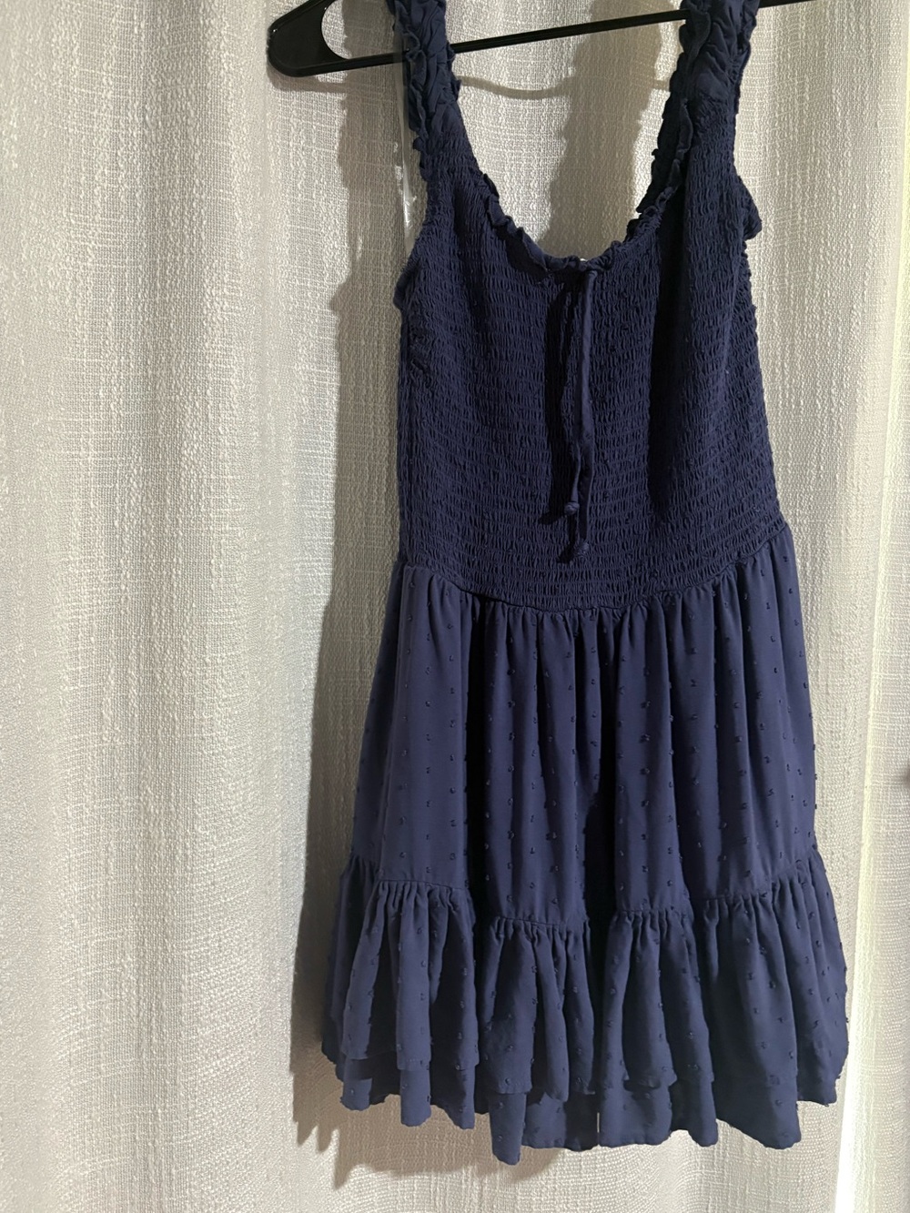 Aeropostale Navy Smocked Ruffle Strap Dress